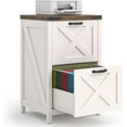 thumbnail image 1 of 2 Drawer Small File Cabinet, Farmhouse Vertical Filing Cabinet Fits Letter and A4 Size, Under Desk Wooden File Cabinets for Home Office, Printer Stand, Rustic White, 1 of 8