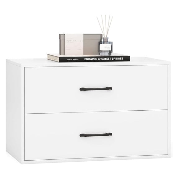 2-Drawer Stackable Dresser, Lateral File Cabinet with Metal Handle, Horizontal Storage Cabinet with Anti-Topping Kits, Stacking Drawer Chest for Living Room, Study, Office (1, White)