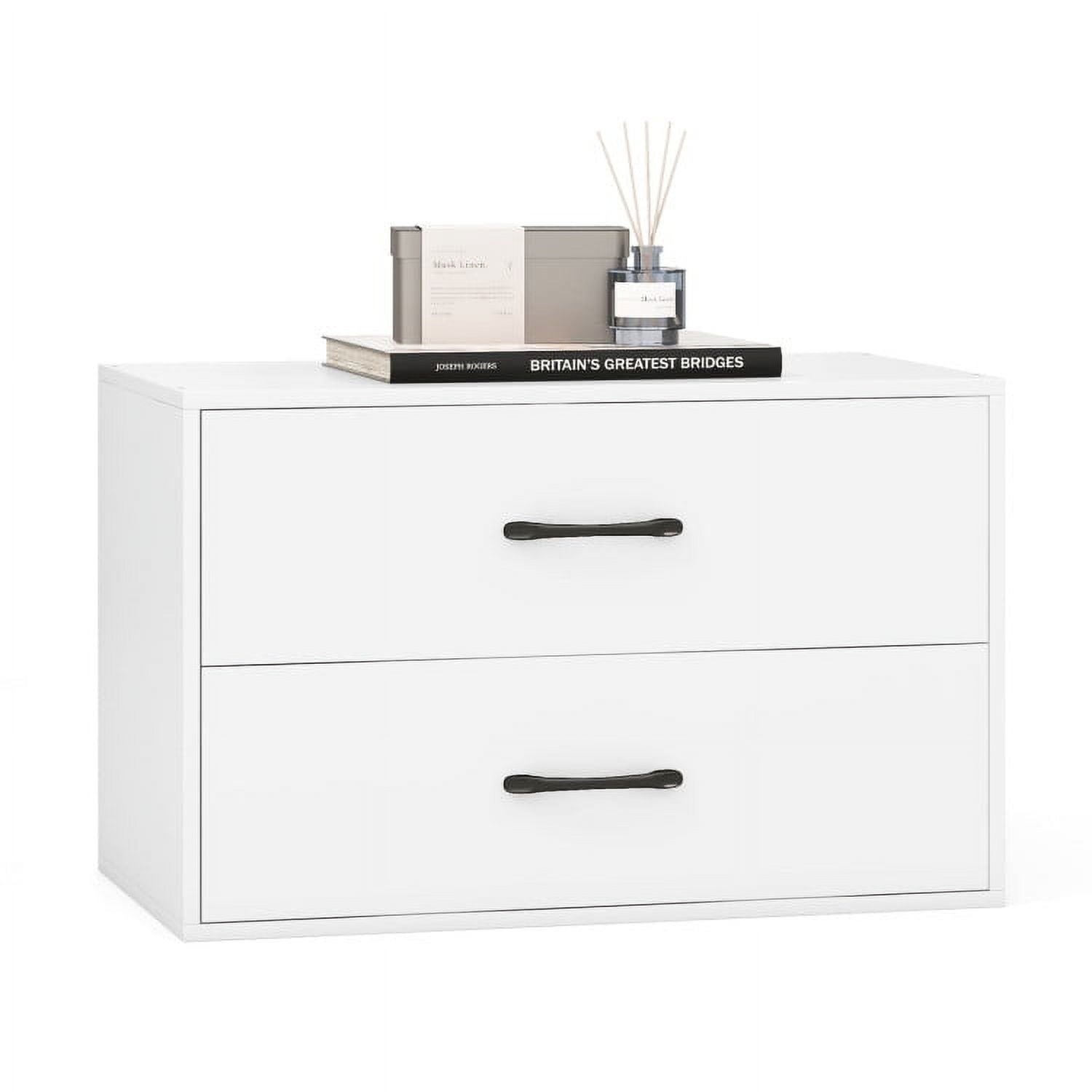 White Horizontal 2-Drawer Stackable Storage Cabinet
