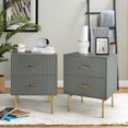 thumbnail image 1 of 2 Drawer Storage End Table Set of 2 Chest Cabinet Table Metal Legs for Home Grey, 1 of 7