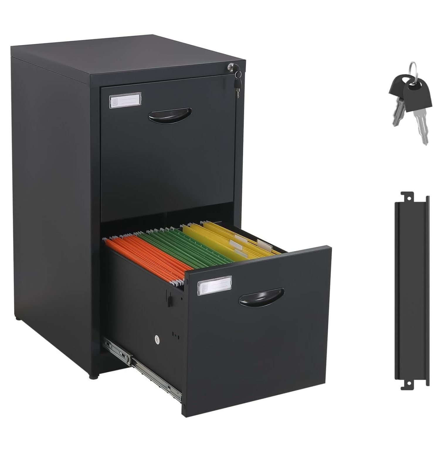 2Drawer Vertical File Black Metal Filing with Lock