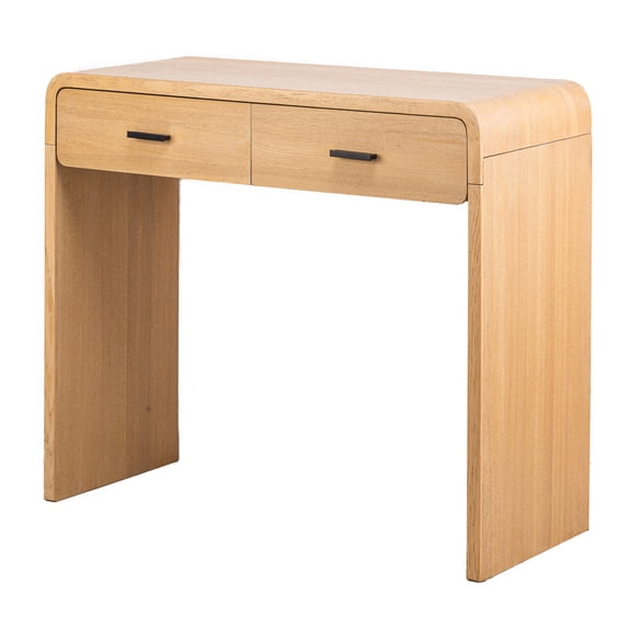 2-Drawer Wood Console with Metal Handles Modern Design Style Living Room