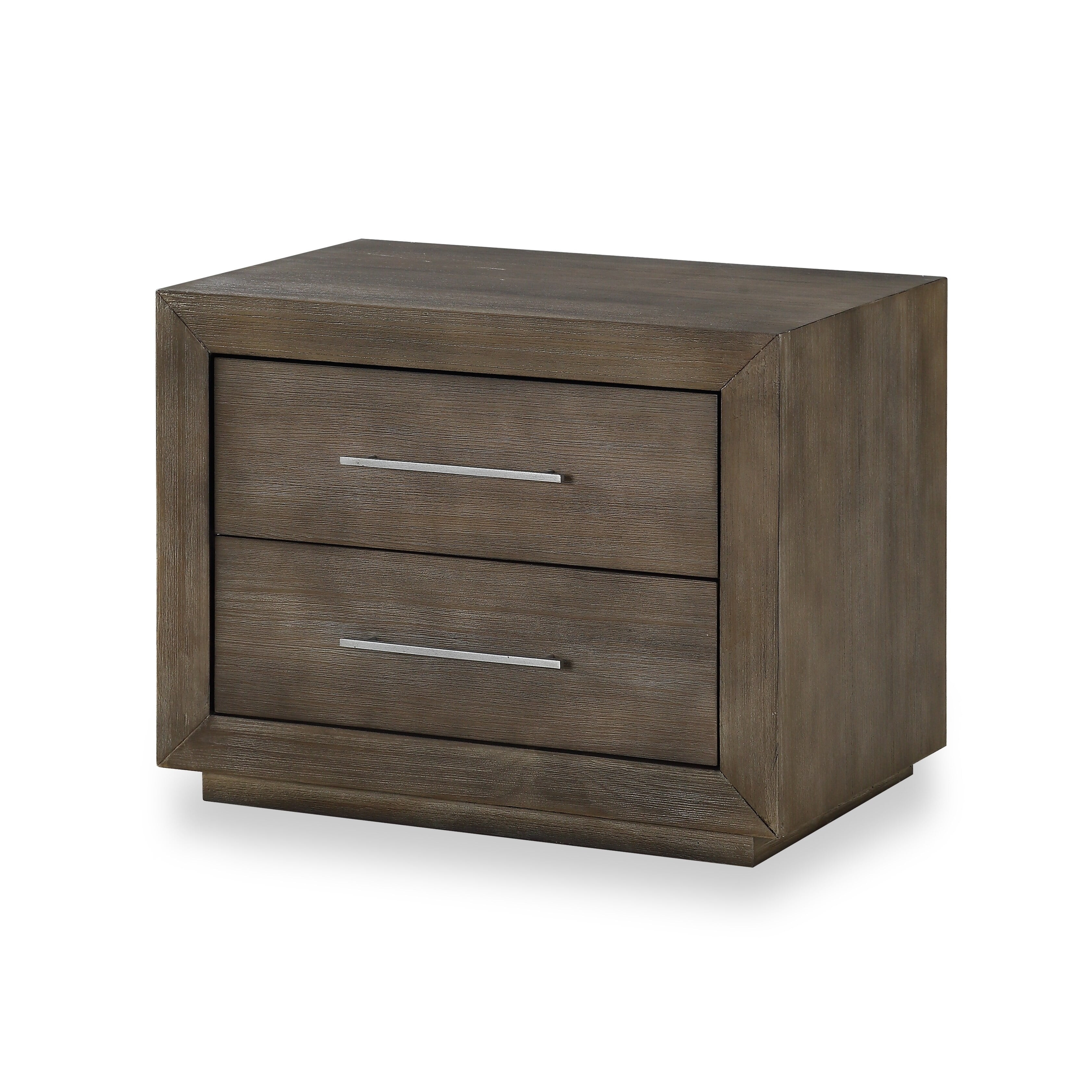 Rustic Dark Pine 2-Drawer Nightstand with USB Charger