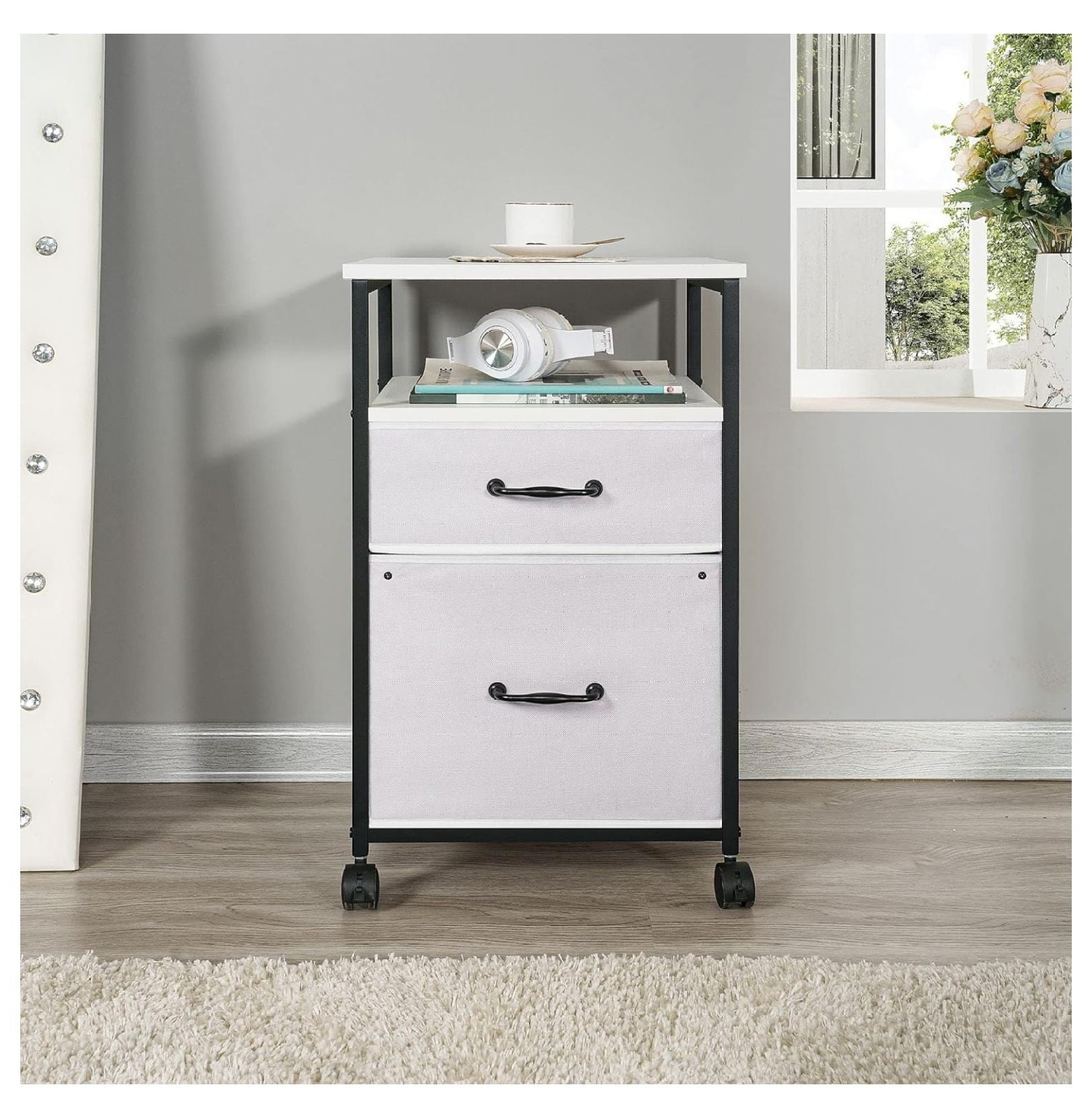 2 Drawer with Shelf Office Storage File Under Desk Storage File