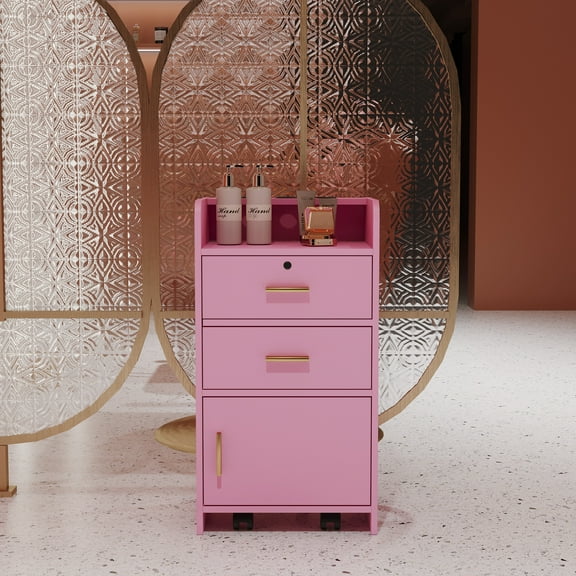 2 Drawers & 1 Cabinet Pink Beauty Salon Storage Style For Business - And