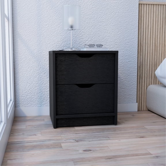 2 Drawers Console Table, Space Saving For Living Room - Black End Sleek Design