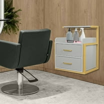 2 Drawers Drawers Hair Salon Wall Cabinet, Salon Storage Cabinet, Wall Mounted Storage Cabinet(Gold  Gray)