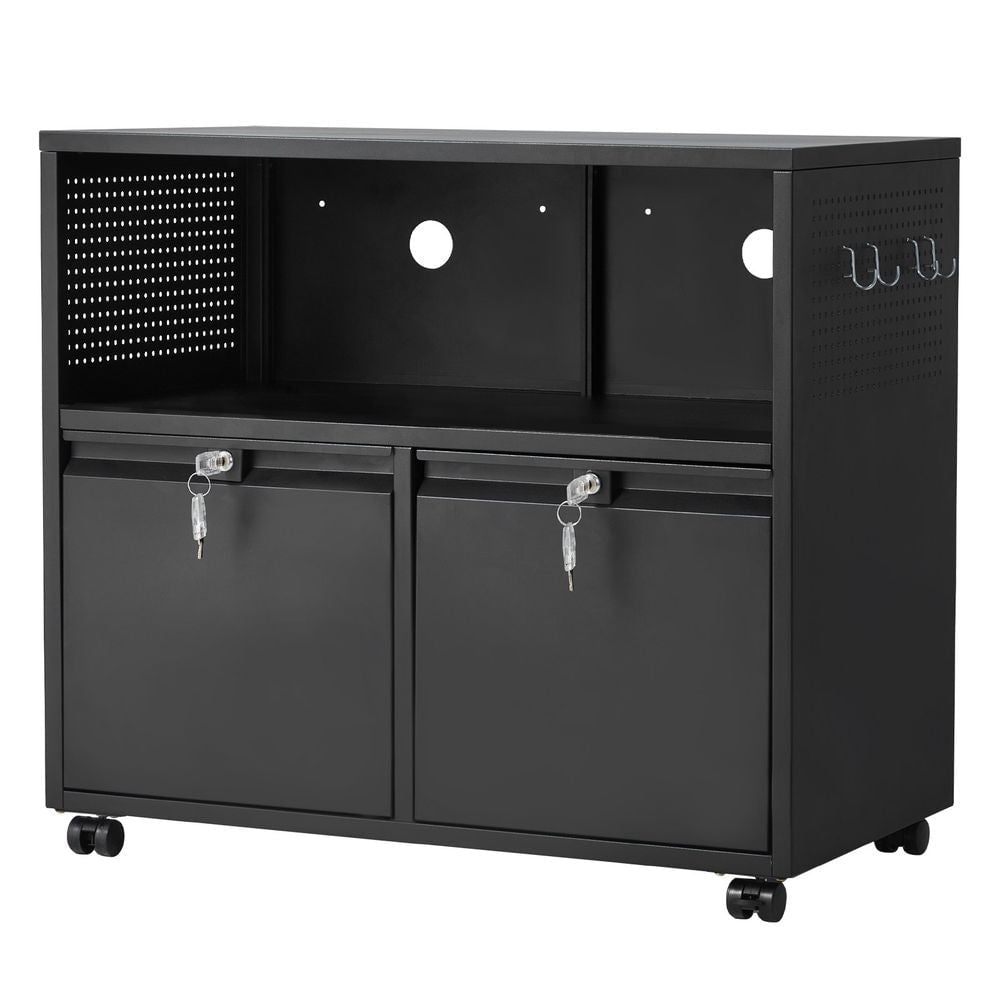 2 Drawers Metal File Cabinet, Lateral Filing Cabinet with Lock and ...