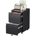 thumbnail image 1 of 2 Drawers Metal File Cabinet with Lock, Under Desk Mobile Filing Storage Cabinet with Business Card Slot for Letter/Legal/F4/A4 Size Folders,Required Assembly,14.57"W x 17.36"D x 25.79"H,Black, 1 of 14
