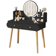 thumbnail image 1 of GIATUEE 2 Drawers Vanity Table Set Vanity Desk with Mirror Modern Dressing Table with 2 Shelves, Black, 1 of 8