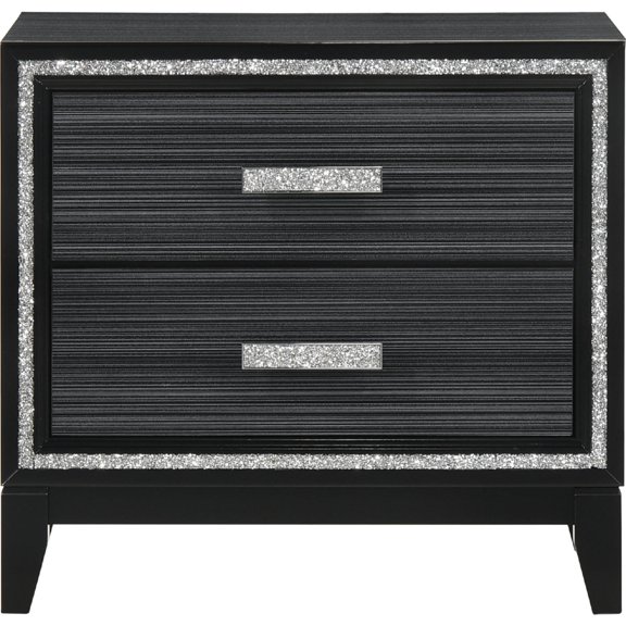 2 Drawers Wood Nightstand in Weathered Black