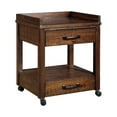 thumbnail image 1 of 2 Drawers and 1 Open Compartment Wooden Printer Stand with Casters Brown, 1 of 6
