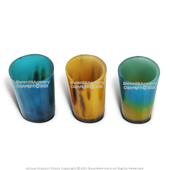 2 Drinking Horn Shot Glass Set of 3 Medieval Viking Renaissance Faire Cookware