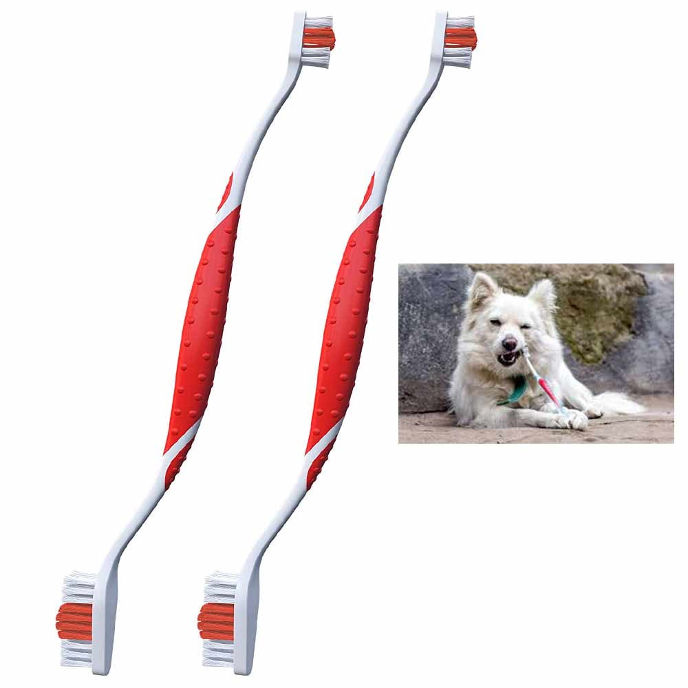 2 Dual End Toothbrush Pet Dog Dental Cleaning Teeth Care Hygiene Brush Pets Cat