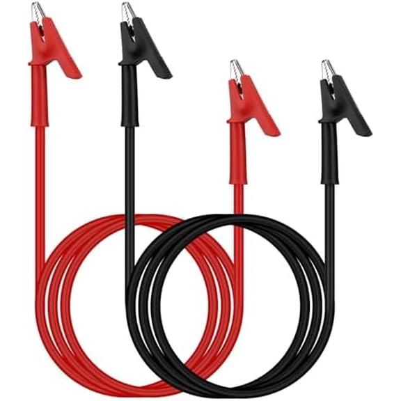 2- Dual-Ended Clip Test Leads, 1000V 15A 3.5ft/1M Electrical Clips, Flexible Copper Crocodile Clip, Electrical Wires with Gator Clips