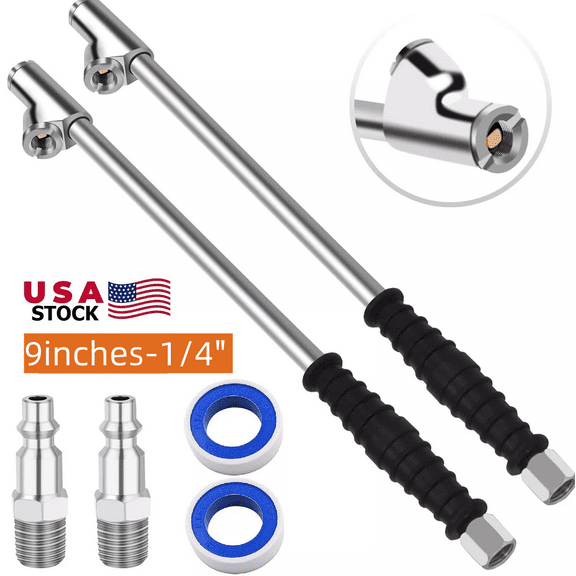 2Dual Head Air Chuck 1/4" FNPT Straight Foot Lock on Truck RV Tire Inflate Chuc