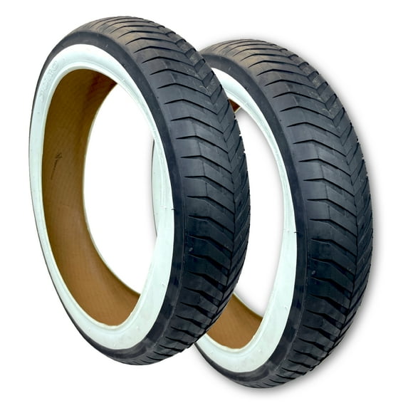 2 Duro 20x4.25 Boomerang Semi-Slick Beach Cruiser Fat Bike Tires, Whitewall