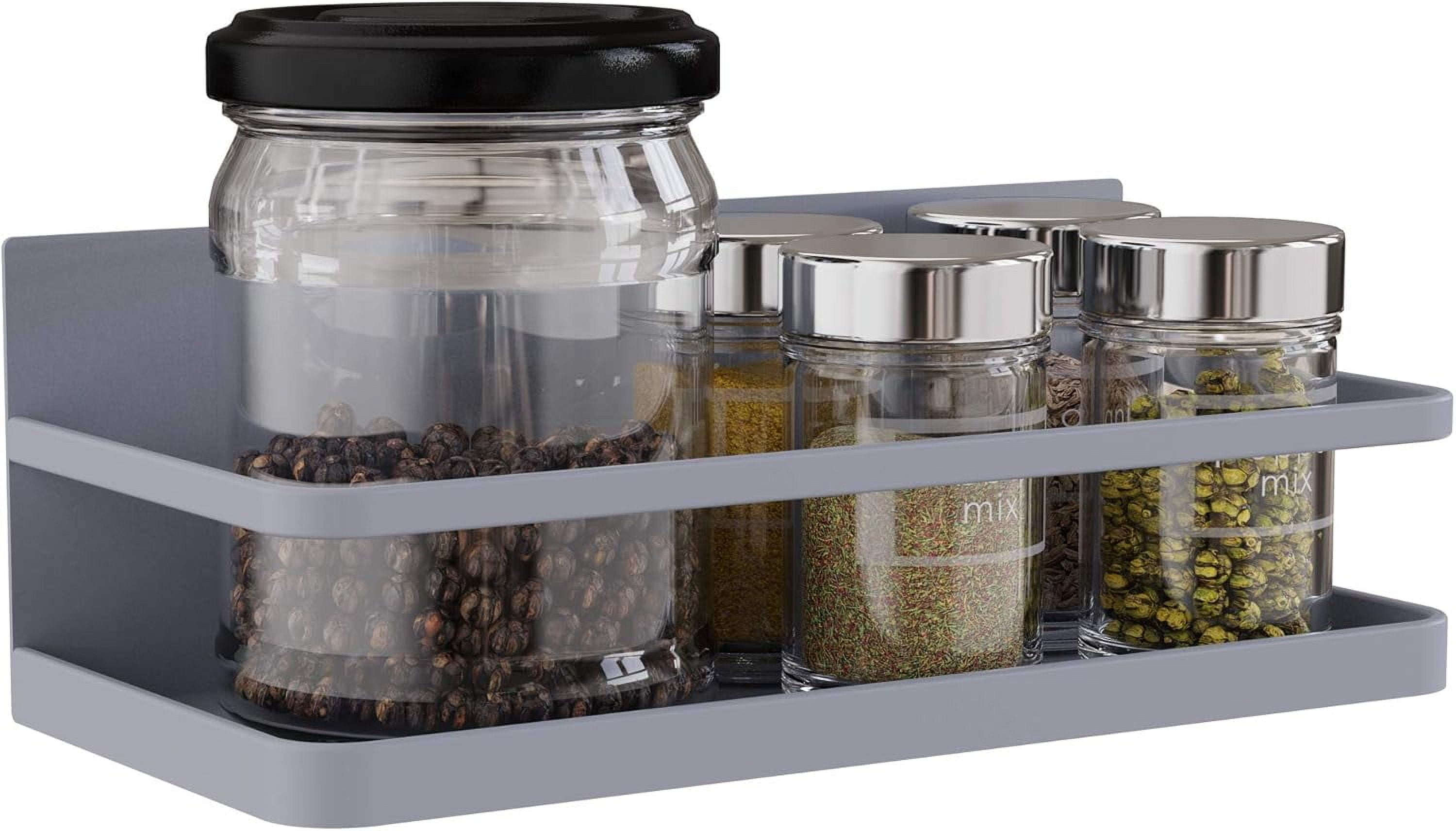 2 Easy-to-Install Single-Layer Magnetic Spice Racks Gray Refrigerator ...