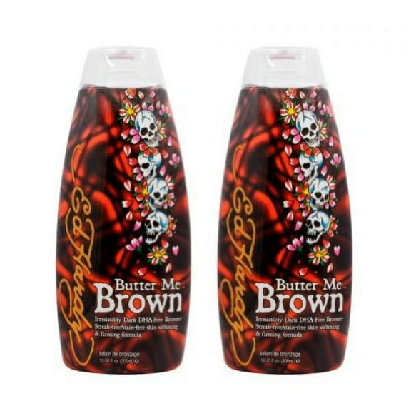 2 Ed Hardy Butter Me Brown Tanning DHA & Streak Free Bronzing Cream Tanning Lotion 10 Oz