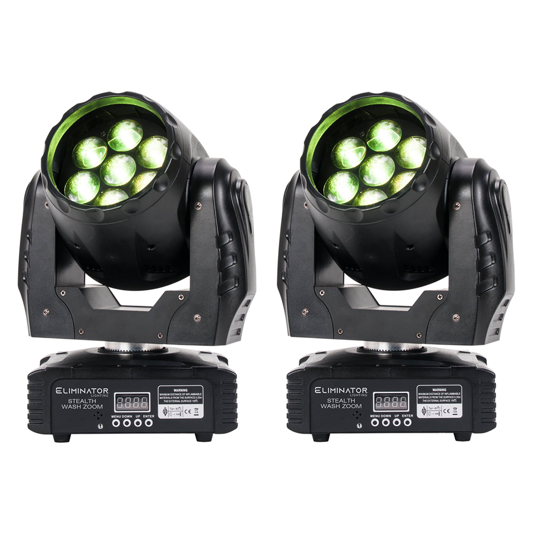 2) Eliminator Stealth Wash Zoom 7 x 12Watt RGBW LED DMX Moving