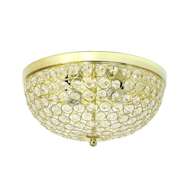 Elegant Elipse 15" Gold Crystal Flush Mount Ceiling Light