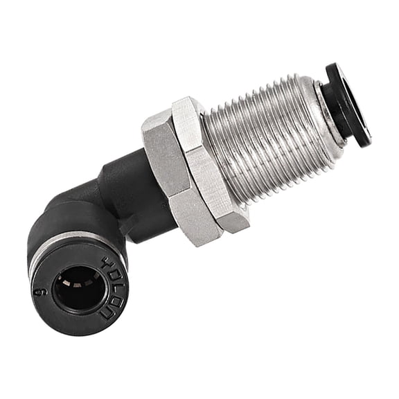2 End 6mm Tube Push Lock Elbows, M14 L Shape Bulkhead Union Air Fitting