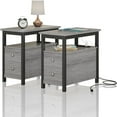 2 End with Charging Station Side Tables Living Room with 2 Drawer & USB