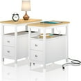 2 End with Charging Station Side Tables Living Room with 2 Drawer & USB