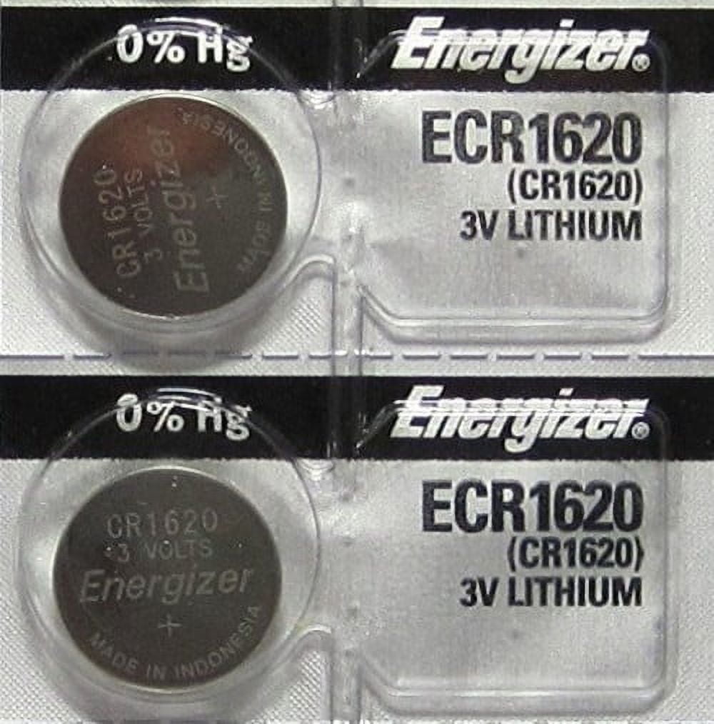 2 Energizer CR1620 Lithium 3V Coin Cell Batteries