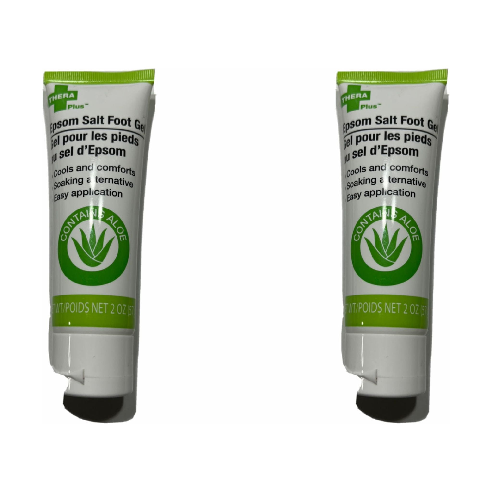 2 Epsom Salt Foot Gel Soothing, For Swollen Achy Feet, With Aloe 2oz Each (Actual packaging may