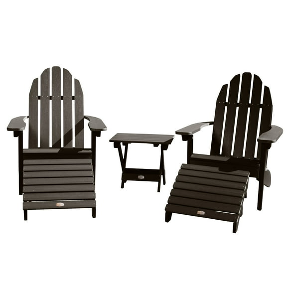 2 Essential Adirondack Chair with 1 Essential Folding Side Table & 2 Essential Folding Ottomans