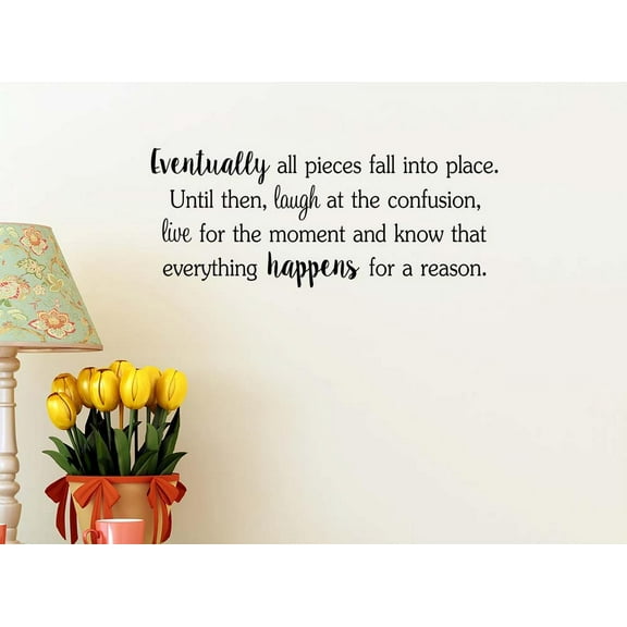 #2 Eventually All Pieces Fall into Place 23 x 9 Vinyl Wall Art Psalm 4:8 Quote Religious Decal Sticker Decor Motivational Inspirational Decorative