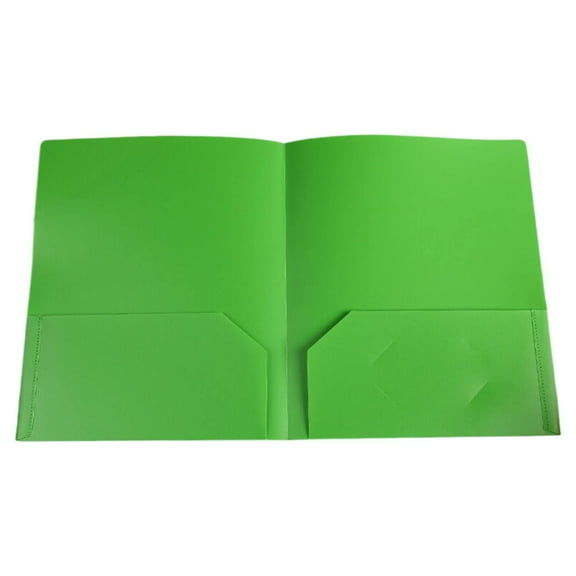 Under $2 Expanding File Folder , Green Pocket Expanding Folder, Heavy Duty Plastic Folder with 2 Pockets & Business Card Slot, Letter Size Exam Document Organizer, by Goohae