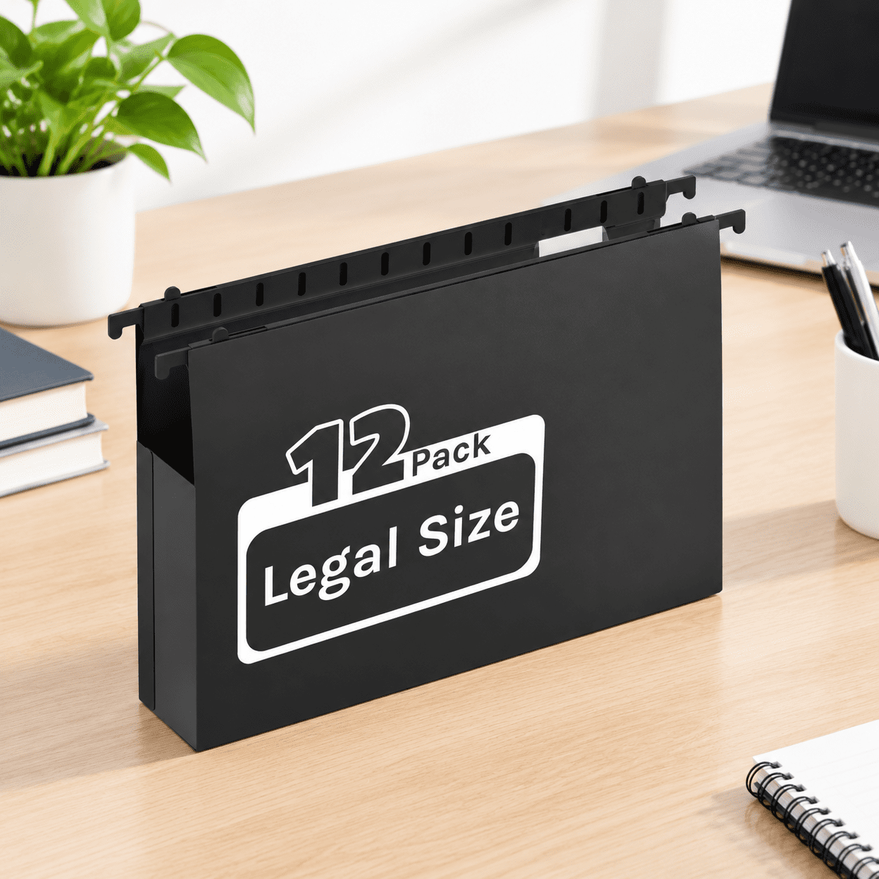 2" Expansion-black Legal Size-With Side Hanging Plastic File Folders 12 ...