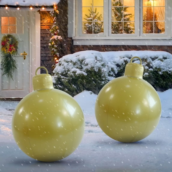 2 FT Christmas Inflatable Ornament Balls, Holiday Decoration for Yard Lawn Porch Garden Indoor Xmas Party
