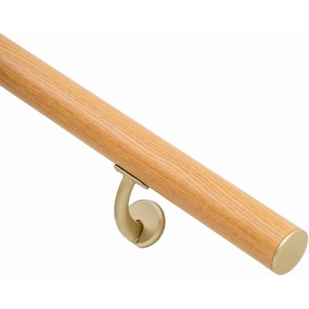 2 FT Modern Aluminum Handrail Set, handrails for Indoor Stairs,Deck,Slope, Wall Mounted Staircase handrails, Zink Alloy Brackets Included,Rust Free. (Cherry Wood Grain, 2 FT)