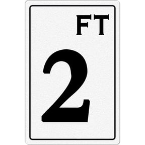2 FT Swimming Pool Sign, Warning Metal Sign, Swimming Pool Deck Depth Marker Signs 8x12 Inches