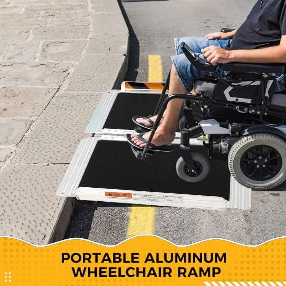 2 FT Wheelchair Ramp,Non-Slip Aluminum Folding Wheelchair Ramp,Door ...