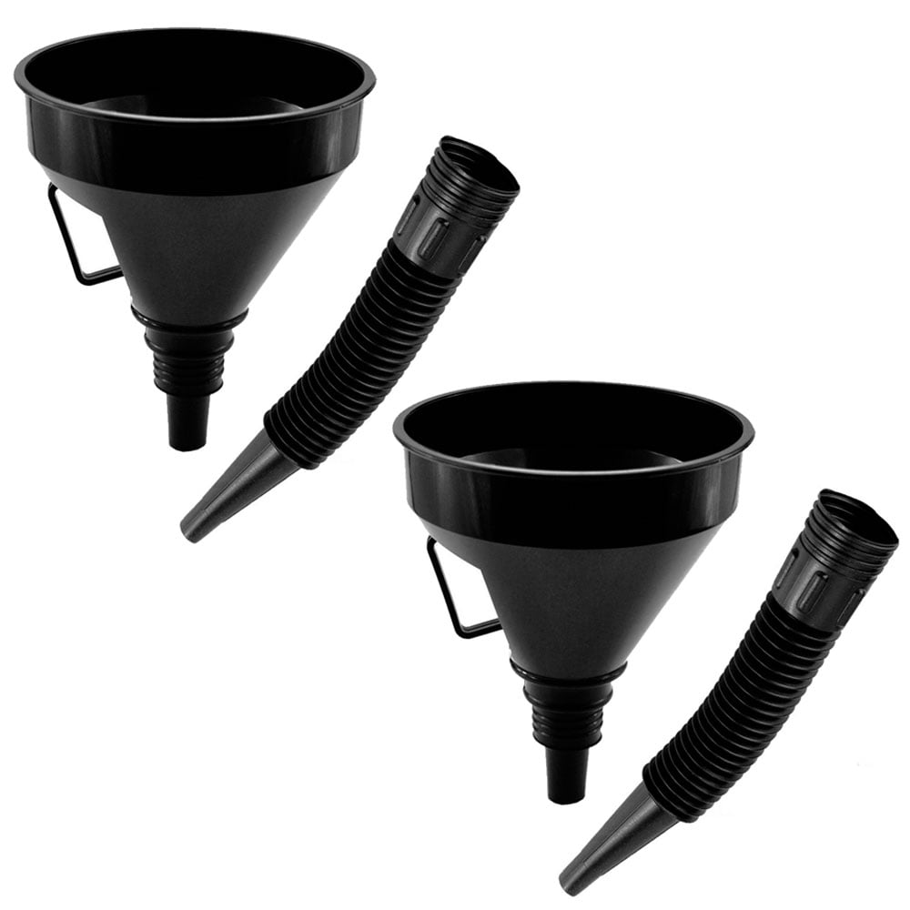 2 FUNNELS Flex Extension Filter Screen Gas Automotive Engine Oil Fluid Gasoline