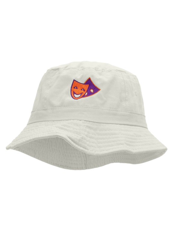 2 Face Embroidered Bucket Hat - White OSFM