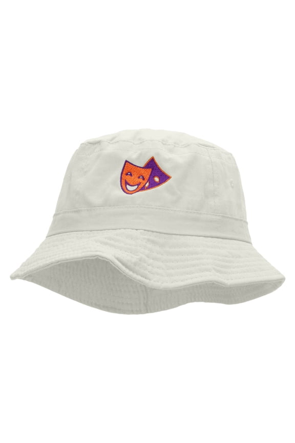 2 Face Embroidered Bucket Hat - White OSFM