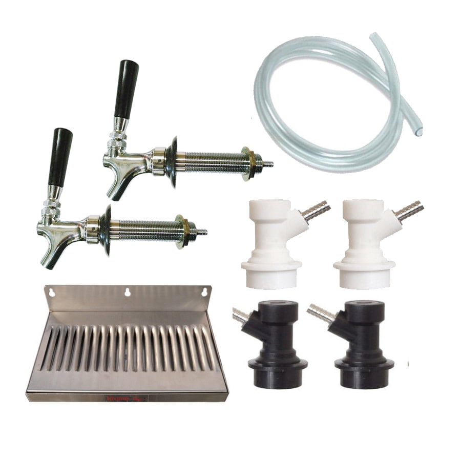 2 Faucet Homebrew Draft Kegerator kit 4 1/2" Shank Drip Tray Ball Lock Fittings