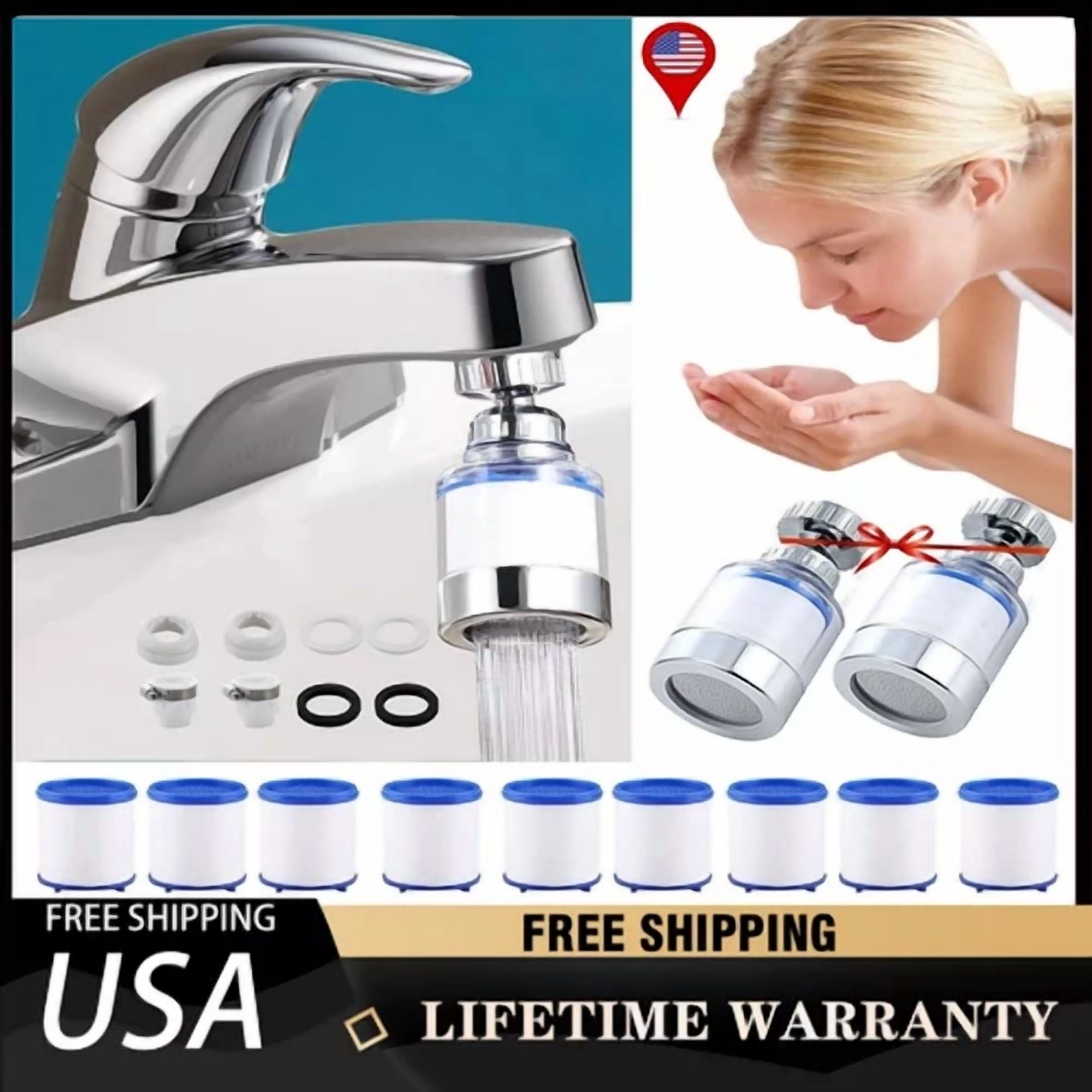 2Faucet Water Filter System Kitchen Sink Mount Filtration Tap Purifier Clean Us