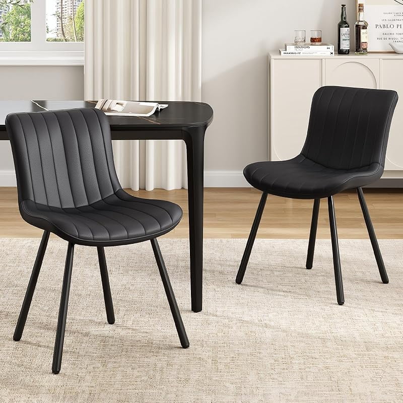 2, Faux Leather Kitchen & Dining Room Chairs for Dining Room, Mid ...