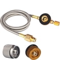 thumbnail image 1 of 2 Feet Gas Adapter Extension Braided Hose Propane/Butane/Isobutane Small Tank Input EN417 Lindal Valve Output, 1 of 4