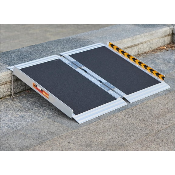 2 Feet Portable Wheelchair Ramp, Non-Skid Aluminum Handicap Ramps with Handle, Folding Threshold Wheel Chair Ramp for Home Steps, Stairs, Entry, Threshold, Doorways, Scooter, 800LBS Capacity