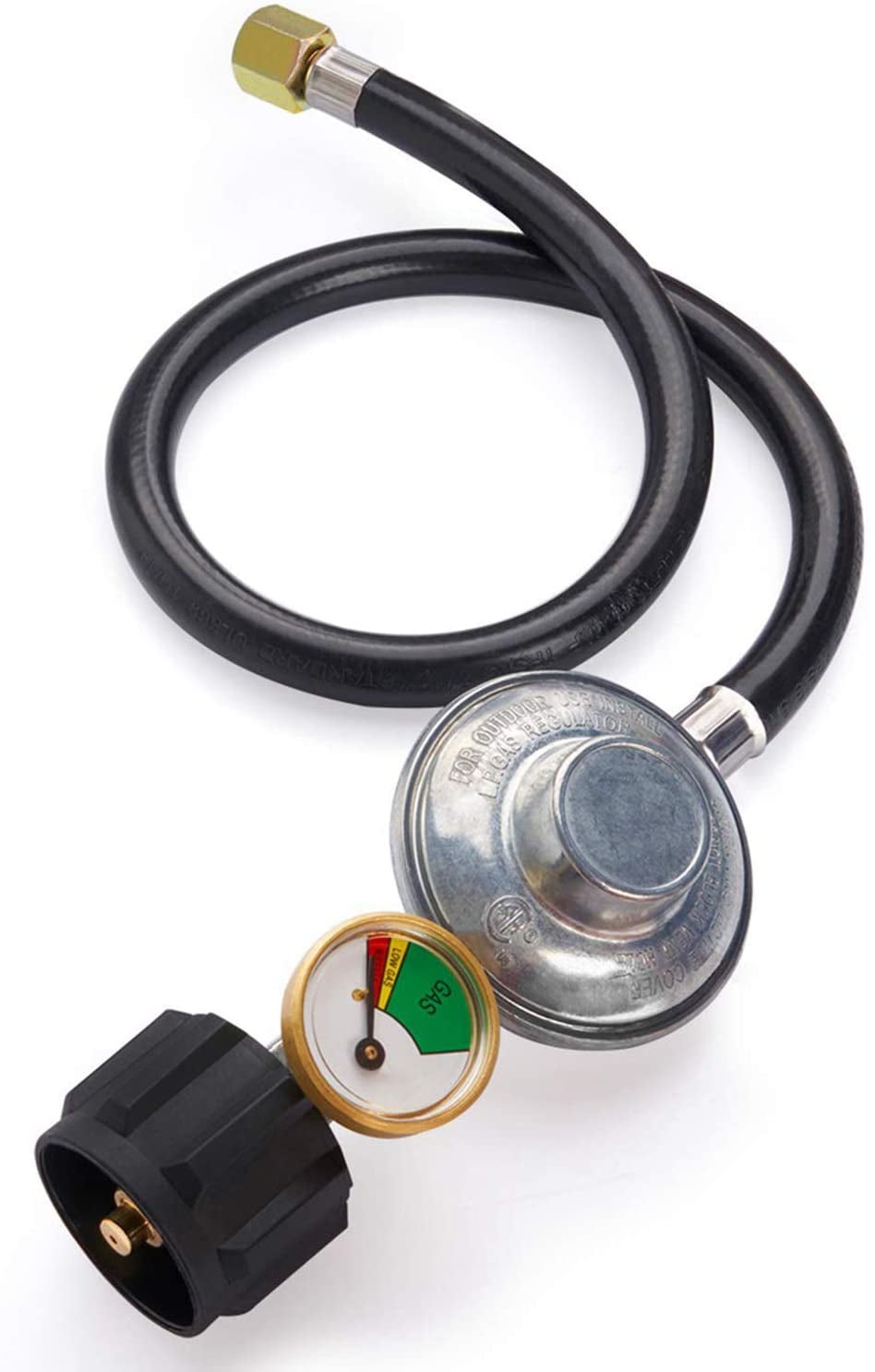 2 Feet Propane Regulator Hose with Propane Tank Gauge, LP Gas Regulator