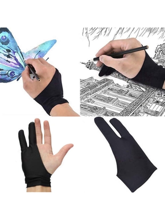 2 Finger Drawing Glove for Tablets, 1-Pack Artist Glove for Digital Drawing, Black, TIKA
