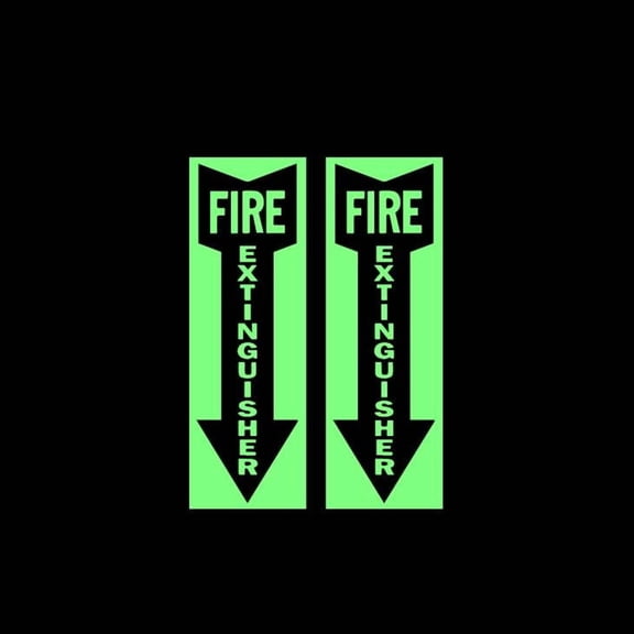 2 of Fire Extinguisher Arrow Vinyl Decal Sticker Luminescent Neon Glow Lime Green Industrial Grade USA-Made Wall Bumper Window Business Sign 7.5x2.5" 2pcs pair