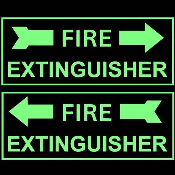 2 of Fire Extinguisher Arrow Vinyl Decal Sticker Luminescent Neon Glow Lime Green Industrial Grade USA-Made Wall Bumper Window Business Sign 7.5x3" 2pcs pair